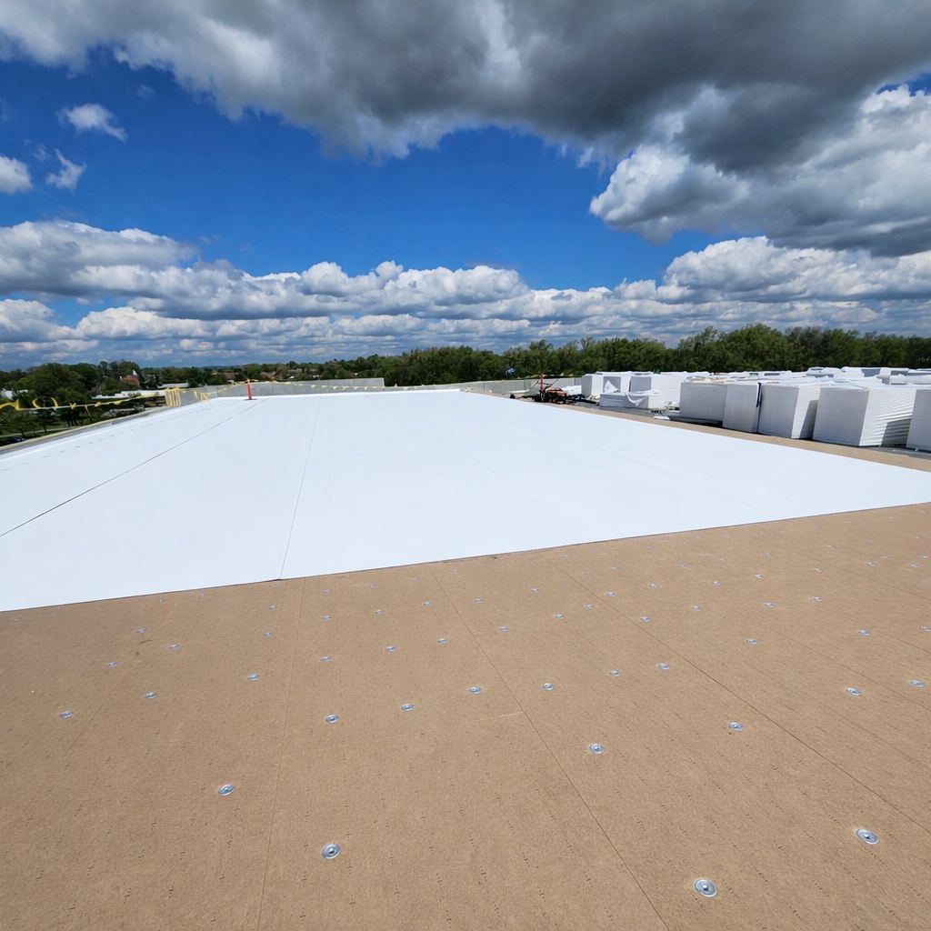 Cover board and membrane installation on a commercial roof
