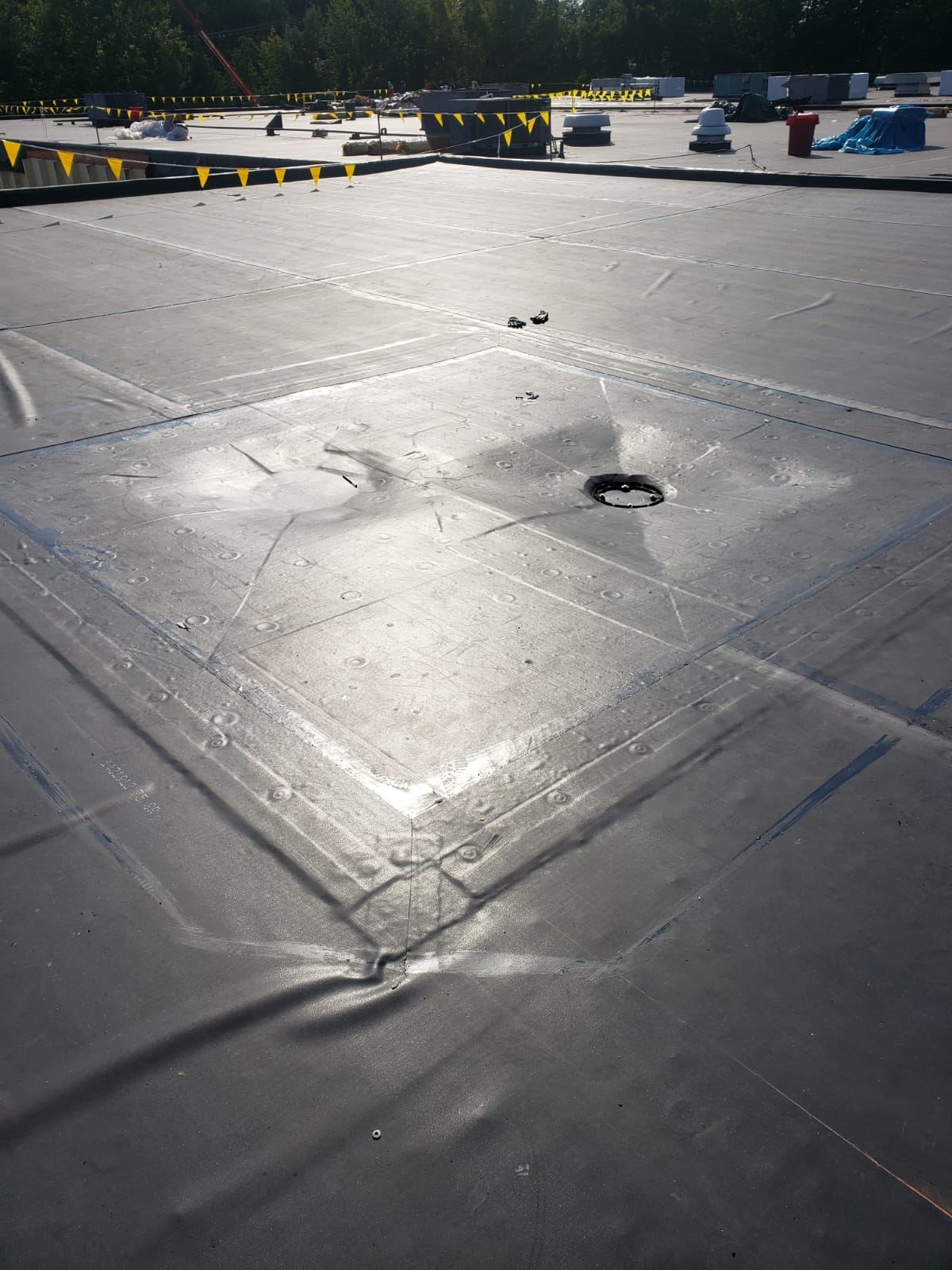 Black EPDM roof with flashing detail
