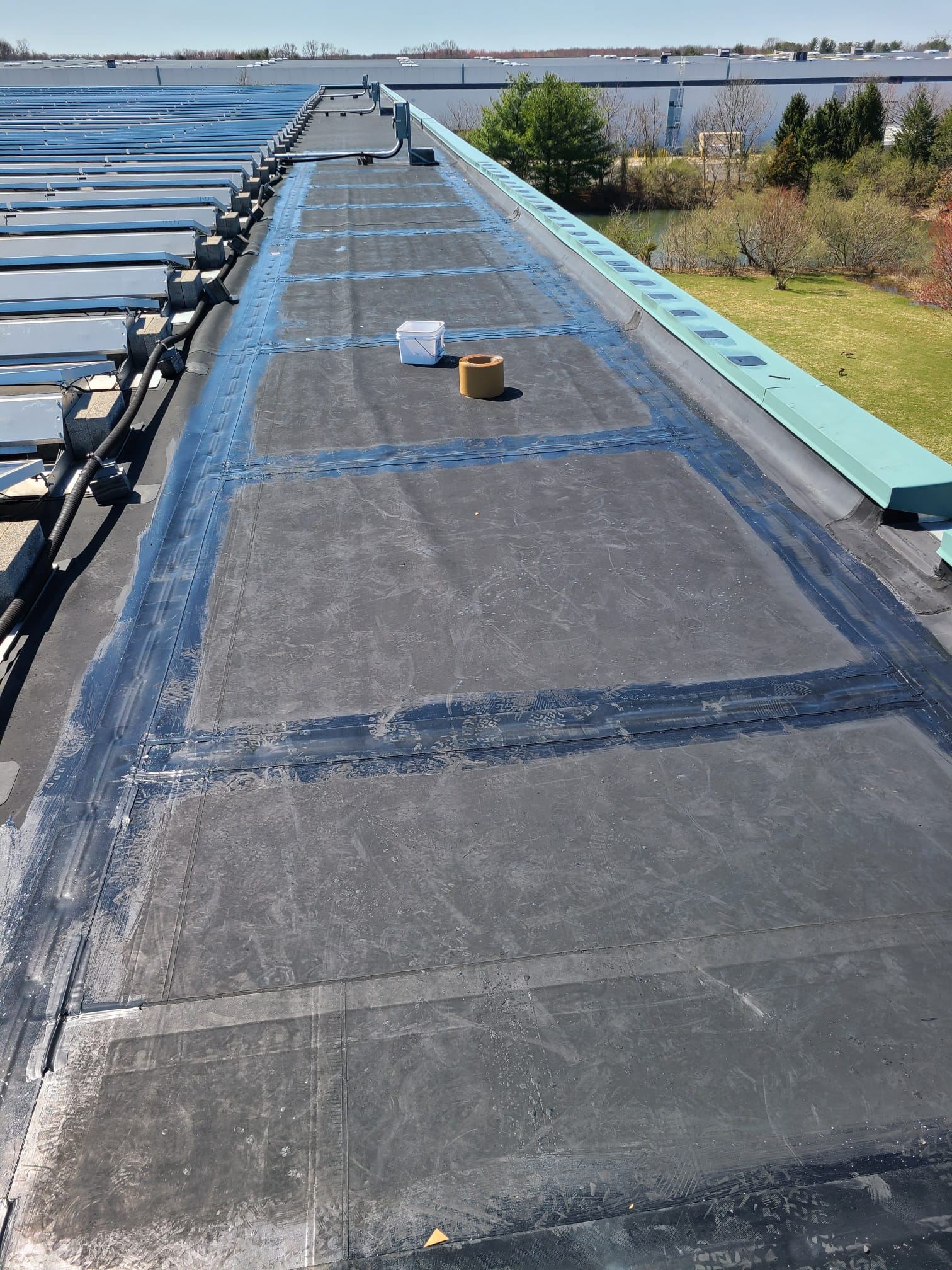 Repair work on a commercial roof